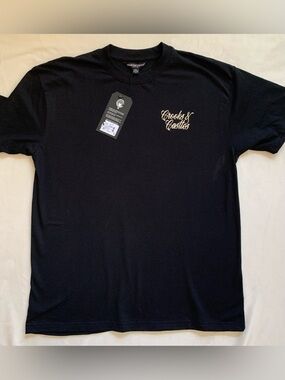 CROOKS & CASTLES black “Halfway FEARLESS” cotton tee NWT in size Medium